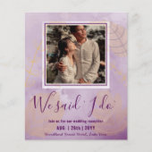 カップル写真とBUDGET結婚式のレセプション招待状 (正面)