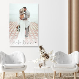 カップル写真のスクリプトこの瞬間を思い出結婚す キャンバスプリント