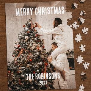 カップル写真のミニマリストクリスマスの思い出 ジグソーパズル