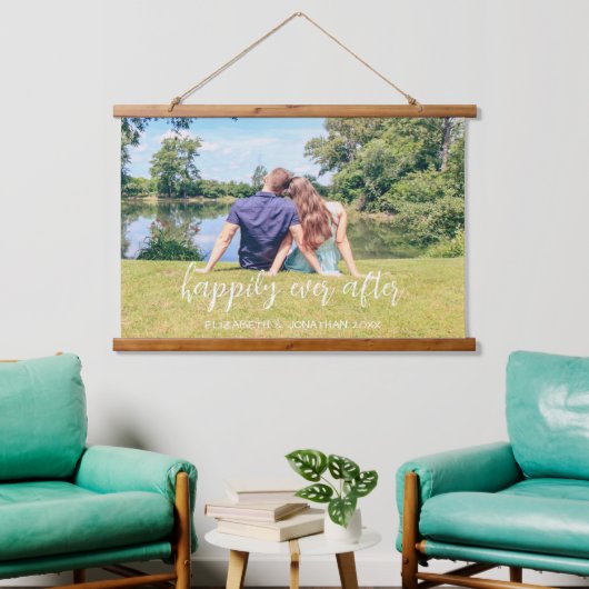 カップル写真の後ずっと幸せに 吊り下げ型タペストリー (リビング)