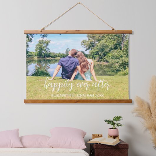 カップル写真の後ずっと幸せに 吊り下げ型タペストリー (寝室)
