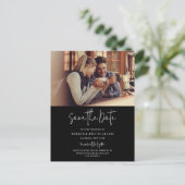 カップル写真の手書きの結婚式の日付を保存 案内ポストカード (スタンド正面)