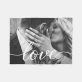 カップル写真の手書き愛パーソナライズされた フリースブランケット (正面(横))