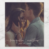 カップル写真の書結婚跡のスクリプト ワインラベル (シングルラベル)