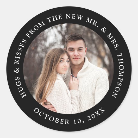 カップル写真の結婚カスタマイズ感謝していが好き ラウンドシール (正面)