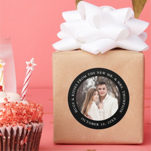 カップル写真の結婚カスタマイズ感謝していが好き ラウンドシール (パーティー)