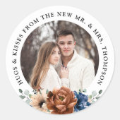 カップル写真の結婚カスタマイズ感謝していが好き ラウンドシール (正面)