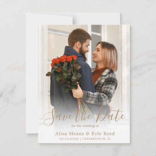 カップル写真の結婚式延期のお知らせ (正面)