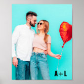 カップル写真カスタムイニシャルバレンタインデー ポスター (正面)