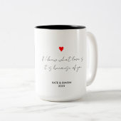 カップル写真コラージギフトパーソナライズされた引用文 ツートーンマグカップ (正面右)