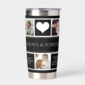 カップル写真コラージバレンタインブラックウォーターボトル 保温保冷タンブラー (左面)