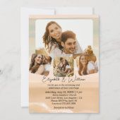 カップル写真コラージュビーチテーマ結婚の 招待状 (正面)