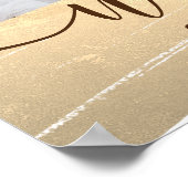 カップル写真コラージュ金ゴールド結婚テーマの看板 ポスター (角)