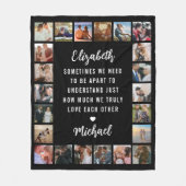 カップル写真コラージュ黒 フリースブランケット (正面)