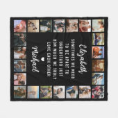 カップル写真コラージュ黒 フリースブランケット (正面(横))