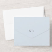 カップル写真スカイブルーモダン結婚ズ オールインワン招待状 (裏面)