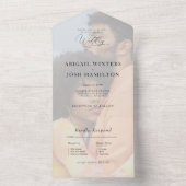 カップル写真スカイブルーモダン結婚ズ オールインワン招待状 (内側)