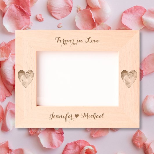 カップル写真ハートモノグラム結婚の記念日 レーザー彫刻フレーム