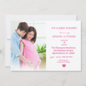 カップル写真ピンクベビーシャワー招待状 招待状 (正面)
