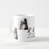 カップル写真メリーの追加結婚した年の追加 コーヒーマグカップ (正面左)