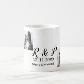 カップル写真メリーの追加結婚した年の追加 コーヒーマグカップ (中央)