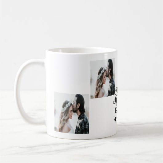 カップル写真メリーの追加結婚した年の追加 コーヒーマグカップ (左)