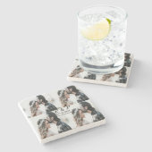 カップル写真メリーの追加結婚した年の追加 ストーンコースター (横)