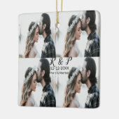 カップル写真メリーの追加結婚した年の追加 セラミックオーナメント (左)