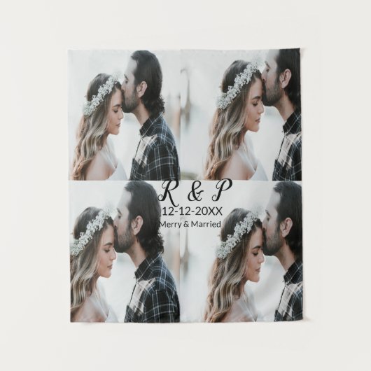 カップル写真メリーの追加結婚した年の追加 タペストリー (正面)