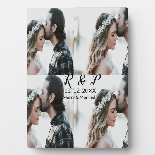 カップル写真メリーの追加結婚した年の追加 フォトプラーク (正面)