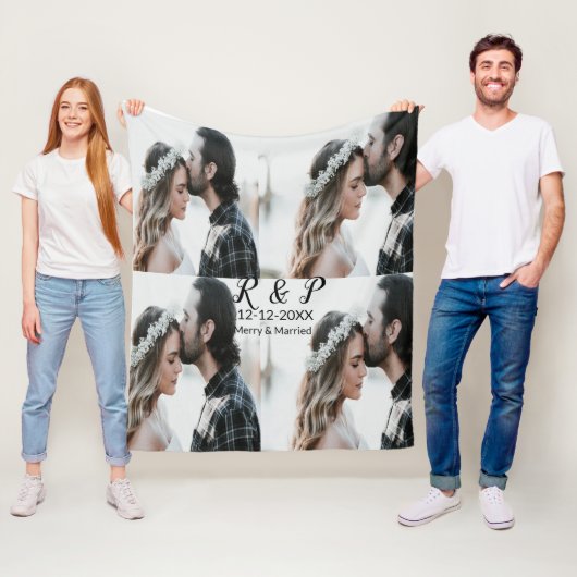カップル写真メリーの追加結婚した年の追加 フリースブランケット (インサイチュ)