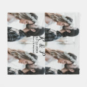 カップル写真メリーの追加結婚した年の追加 フリースブランケット (正面(横))