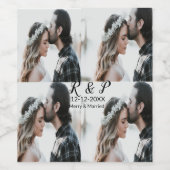 カップル写真メリーの追加結婚した年の追加 ワインラベル (シングルラベル)