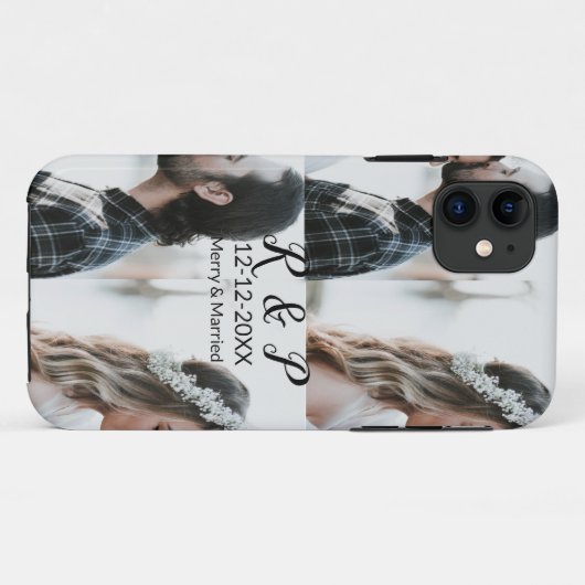 カップル写真メリーの追加結婚した年の追加 Case-Mate iPhoneケース (裏面(横))