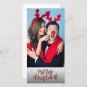 カップル写真メリークリスマスとカスタムバック文字 シーズンカード (正面/裏面)