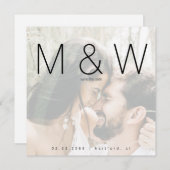 カップル写真モノグラムスクエア日付を保存 セーブザデート (正面/裏面)