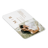 カップル写真モノグラム金ゴールド&ホワイト日付を保存 マグネット (右側)