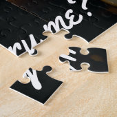 カップル写真ユニークおもしろい結婚の提案 ジグソーパズル (側面)