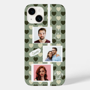 カップル写真ラブグリーンハートパターン編集可能 Case-Mate iPhone 14ケース