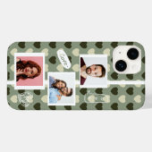 カップル写真ラブグリーンハートパターン編集可能 Case-Mate iPhoneケース (裏面 (横))