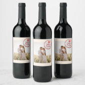 カップル写真中国ののウェディングスタンプのロゴ ワインラベル (ボトル)