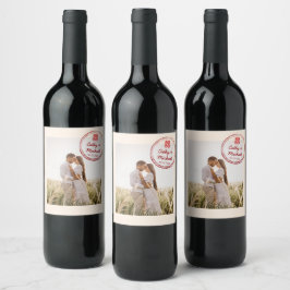 カップル写真中国ののウェディングスタンプのロゴ ワインラベル