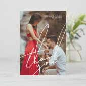 カップル写真婚約パーティサンキューカード サンキューカード (スタンド正面)