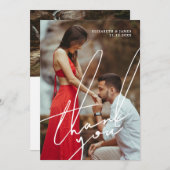 カップル写真婚約パーティサンキューカード サンキューカード (正面/裏面)