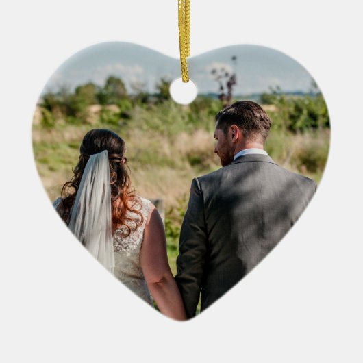 カップル写真引用文あなたの横にあるハート セラミックオーナメント (正面)