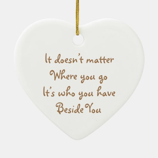 カップル写真引用文あなたの横にあるハート セラミックオーナメント (裏面)