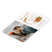 カップル写真秋の結婚式日付の保存 マグネット (左側)