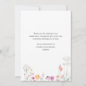 カップル写真結婚のワイルドフラワーありがとう サンキューカード (裏面)