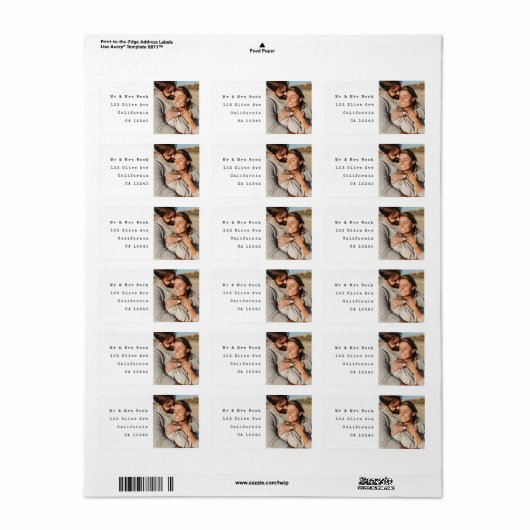 カップル写真結婚の差出人住所ラベル ラベル (フルシート)