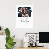 カップル写真結婚ホワイトのウェルカムサイン ポスター (ホームオフィス)
